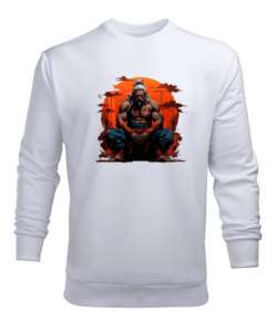 Shougen Serisi-Old Samurai Beyaz Erkek Sweatshirt