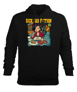 Sick Sad Fiction Classic Pulp Fiction Ucuz Roman Baskılı Siyah Erkek Kapüşonlu Hoodie Sweatshirt