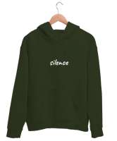 Silence Haki Yeşili Unisex Kapşonlu Sweatshirt - Thumbnail