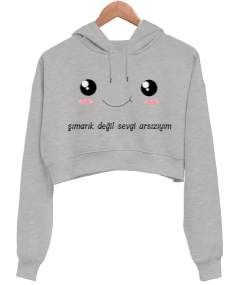 ŞIMARIK Kadın Crop Hoodie Kapüşonlu Sweatshirt