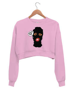 Şımart Beni Pembe Kadın Crop Sweatshirt