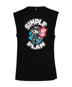 Simple Plan Racoon Alternate Siyah Kesik Kol Unisex Tişört