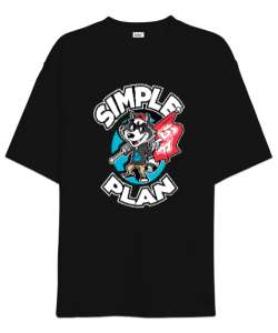 Simple Plan Racoon Siyah Oversize Unisex Tişört