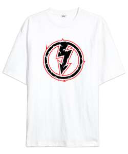 Şimşek Logo - Thunder Beyaz Oversize Unisex Tişört