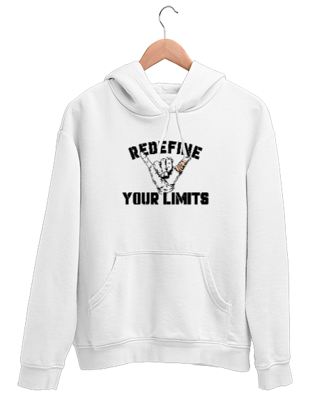 Tisho - Sınırlarını Belirle - El ve Parmaklar - Your Limits Beyaz Unisex Kapşonlu Sweatshirt