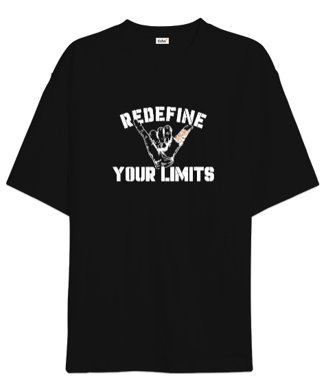 Tisho - Sınırlarını Belirle - El ve Parmaklar - Your Limits Siyah Oversize Unisex Tişört