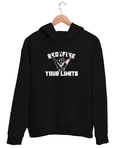 Tisho - Sınırlarını Belirle - El ve Parmaklar - Your Limits Siyah Unisex Kapşonlu Sweatshirt