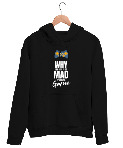 Tisho - Sinirlenme Sadece Oyun - Game - Gamer Siyah Unisex Kapşonlu Sweatshirt