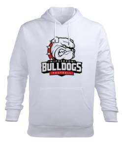 Sinirli bulldog baskılı Beyaz Erkek Kapüşonlu Hoodie Sweatshirt