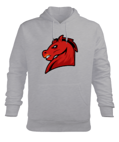 Sinirli kırmızı at Erkek Kapüşonlu Hoodie Sweatshirt