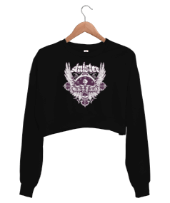 Sinister Baskılı Kadın Crop Sweatshirt