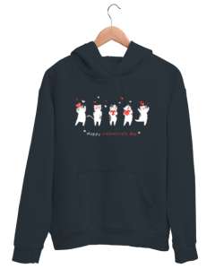 Şirin Kediler - Sevgililer Günü Füme Unisex Kapşonlu Sweatshirt