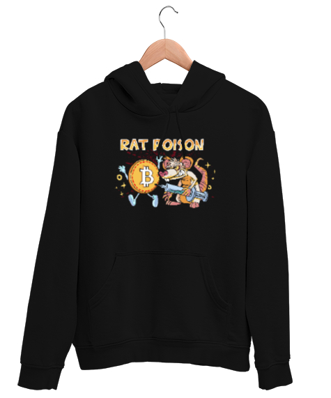 Tisho - Şırıngalı Fare - Zehir- Bitcoin Siyah Unisex Kapşonlu Sweatshirt