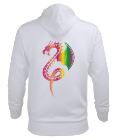 Sırt Baskılı Dragon Tasarım Erkek Kapüşonlu Hoodie Sweatshirt