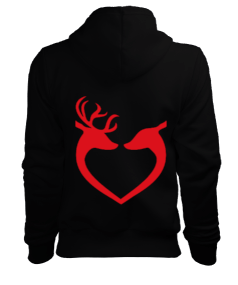 siyah kalp desenli sweatshirt Kadın Kapşonlu Hoodie Sweatshirt