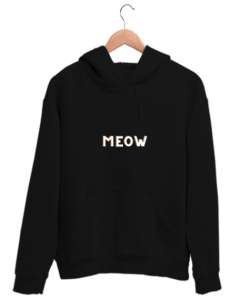 Siyah kedi Siyah Unisex Kapşonlu Sweatshirt