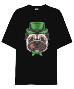 Siyah Köpek Desenli T-shirt Oversize Unisex Tişört