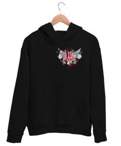 siyah küçük kanat baskı Siyah Unisex Kapşonlu Sweatshirt