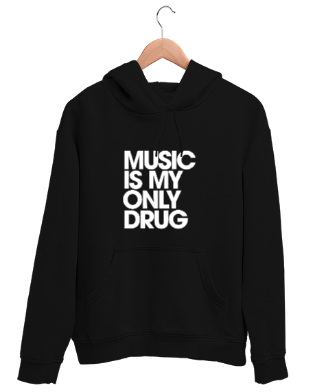 Tisho - Siyah Tarz Siyah Unisex Kapşonlu Sweatshirt