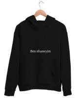 . Siyah Unisex Kapşonlu Sweatshirt - Thumbnail