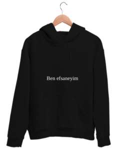 . Siyah Unisex Kapşonlu Sweatshirt