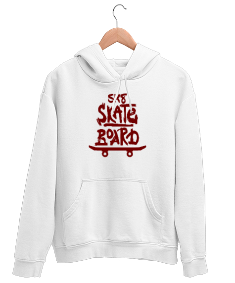 Tisho - Skateboard - Kaykay Beyaz Unisex Kapşonlu Sweatshirt