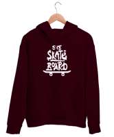 Skateboard - Kaykay Bordo Unisex Kapşonlu Sweatshirt - Thumbnail