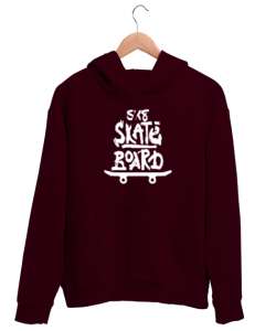 Skateboard - Kaykay Bordo Unisex Kapşonlu Sweatshirt