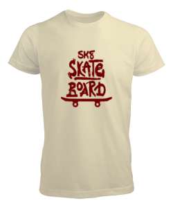 Skateboard - Kaykay Krem Erkek Tişört