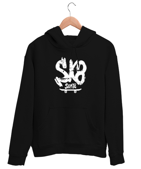 Tisho - Skateboard - Kaykay Siyah Unisex Kapşonlu Sweatshirt