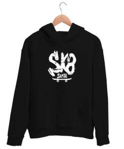 Skateboard - Kaykay Siyah Unisex Kapşonlu Sweatshirt