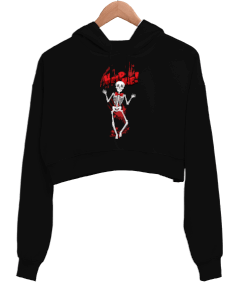 Skeleton Help Me Kadın Crop Hoodie Kapüşonlu Sweatshirt