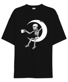 Skeleton On Moon Oversize Unisex Tişört