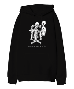 Skeletons Blindfold Oversize Unisex Kapüşonlu Sweatshirt