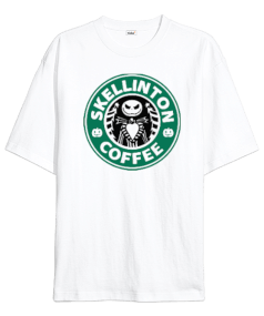 Skellington Coffee - OneArtTasarım Oversize Unisex Tişört