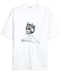 Skull Beyaz Oversize Unisex Tişört