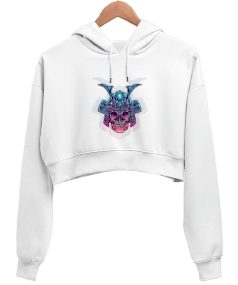 Skull Kadın Crop Hoodie Kapüşonlu Sweatshirt