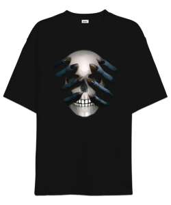 Skull - Kafatası Blu Siyah Oversize Unisex Tişört