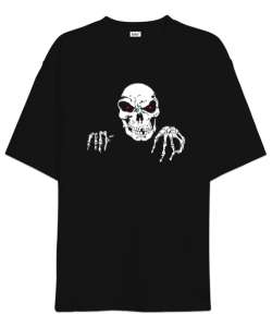 Skull - Kafatası Blu V2 Siyah Oversize Unisex Tişört