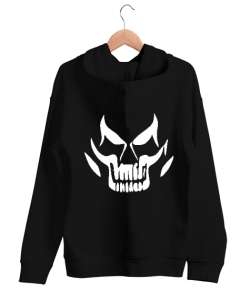 Skull - Kafatası Blu V3 Sırt Taraflı Siyah Unisex Kapşonlu Sweatshirt