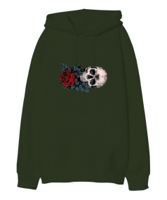 Skull Rose Oversize Unisex Kapüşonlu Sweatshirt