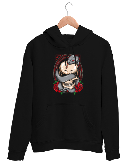 Tisho - Skull Snake - Kafatası Siyah Unisex Kapşonlu Sweatshirt