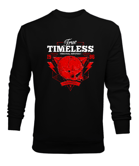 Skull True Timeless - Kafatası, İskelet Siyah Erkek Sweatshirt