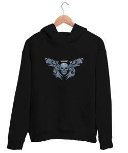 Skull Wings - Kanatlı Kurukafa Siyah Unisex Kapşonlu Sweatshirt