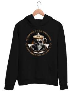 SKULLCOFFEE Siyah Unisex Kapşonlu Sweatshirt