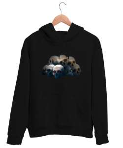 Skulls - Kafataslar Siyah Unisex Kapşonlu Sweatshirt