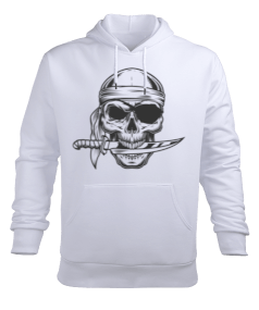 SkullwithKnife Erkek Kapüşonlu Hoodie Sweatshirt