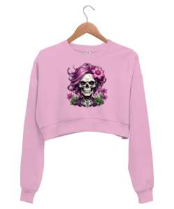 SKULLWOMEN Pembe Kadın Crop Sweatshirt