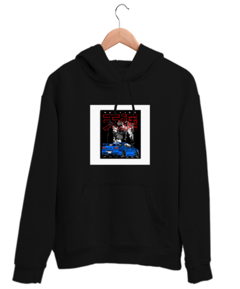 Tisho - SKYLİNE R34 stil Siyah Unisex Kapşonlu Sweatshirt