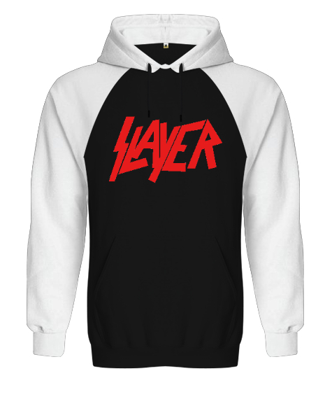 Slayer - Avcı Siyah/Beyaz Orjinal Reglan Hoodie Unisex Sweatshirt